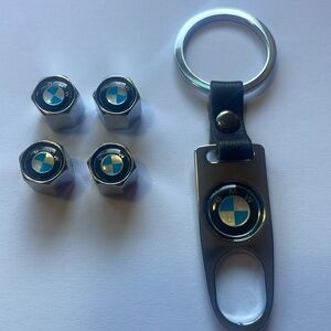 4~BMW chrome air valve caps w/installation wrench